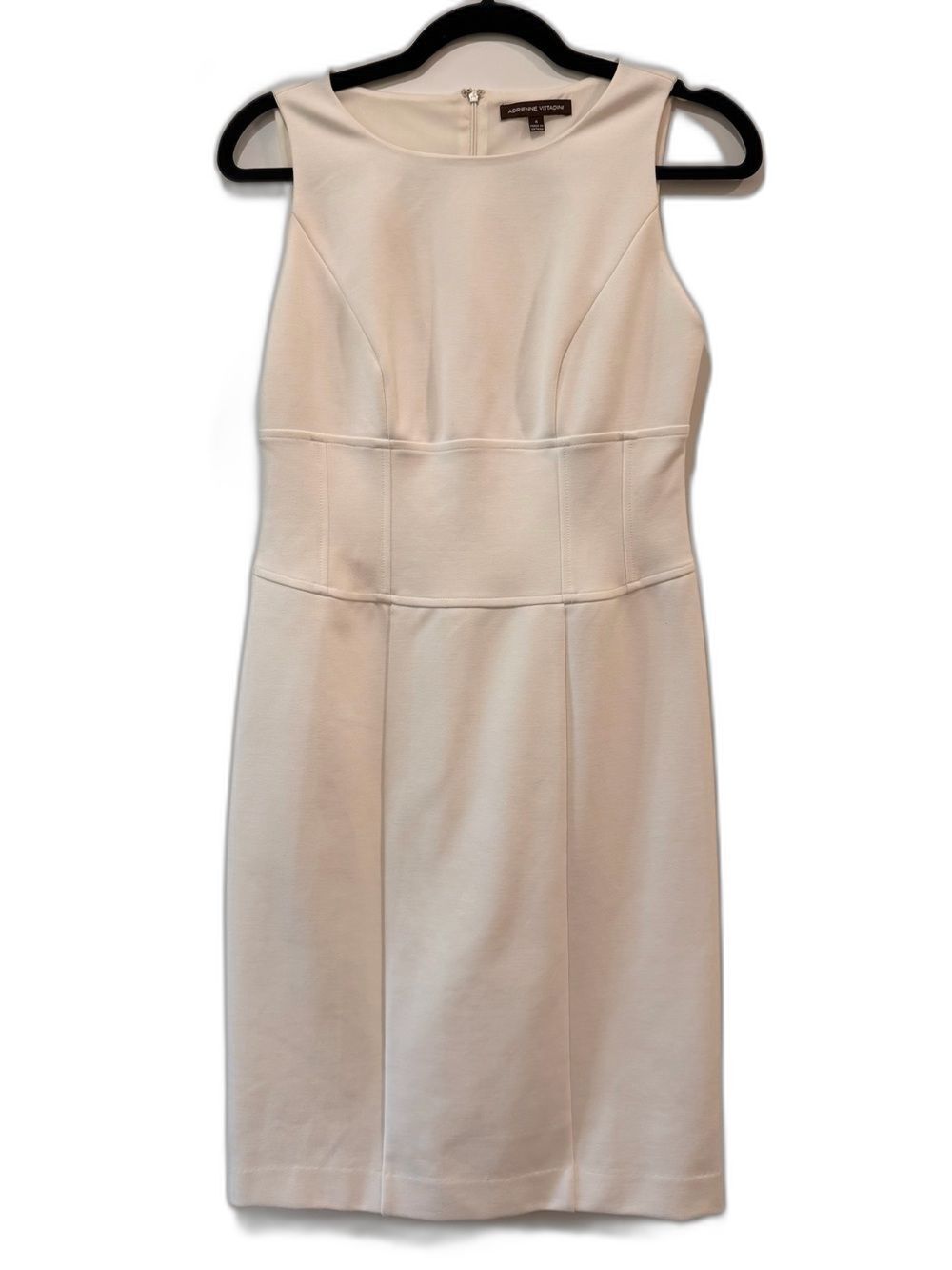 Adrienne Vittadini Cream Off-White Sleeveless Ponte Knit Sheath Dress Size 4
